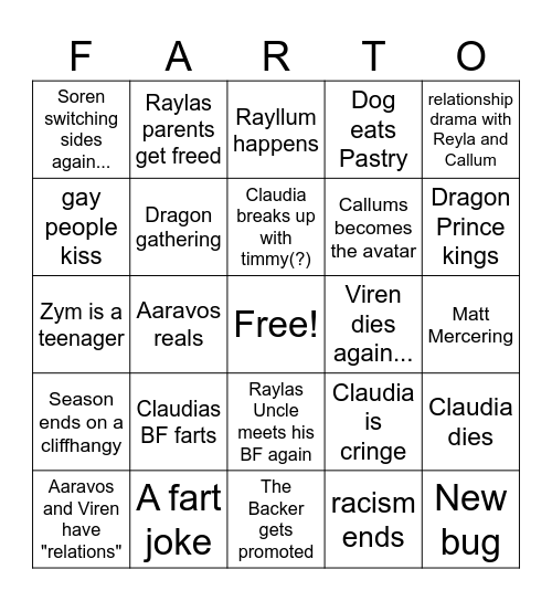 Petrichor fart BingoPingala Bingo Card