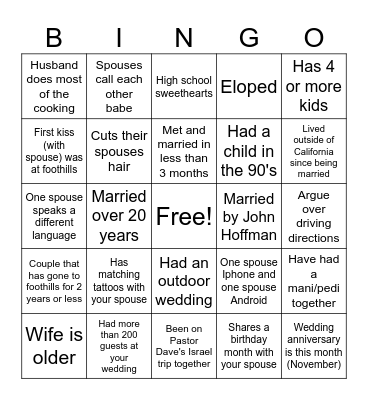 Marriage Retreat Bingo 2023 Bingo Card