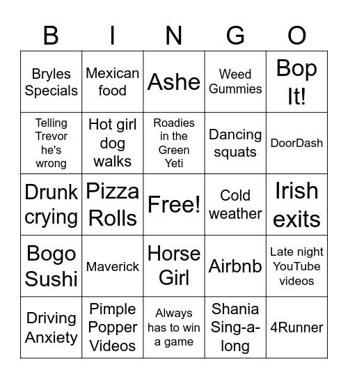 Bryles Bingo Card