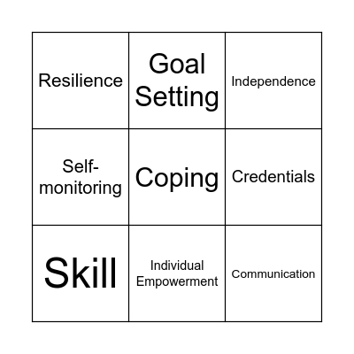 Glossary of Key Terms Bingo Card
