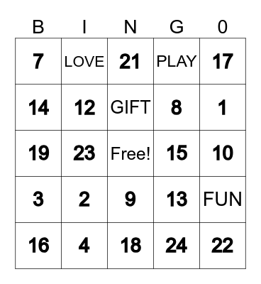 Family Bingo! Bingo Card