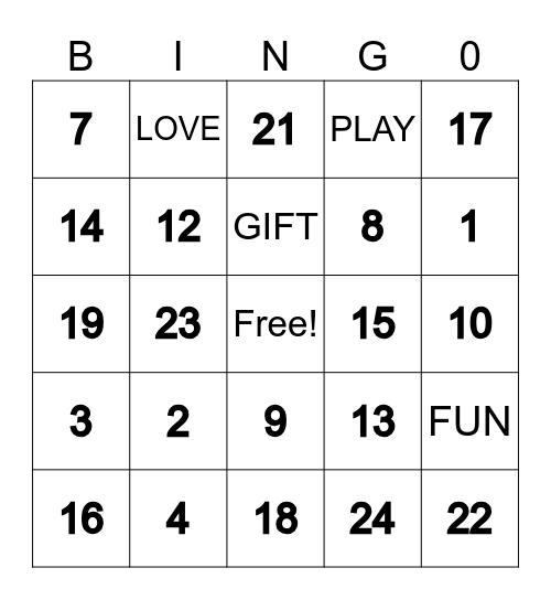 Family Bingo! Bingo Card