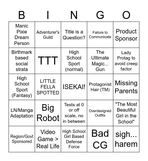 ANIME NITE GRAB BAG Bingo Card