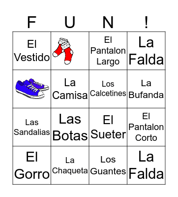 Spanish Bingo  Bingo Card