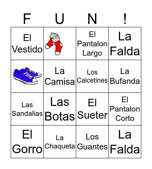 Spanish Bingo  Bingo Card