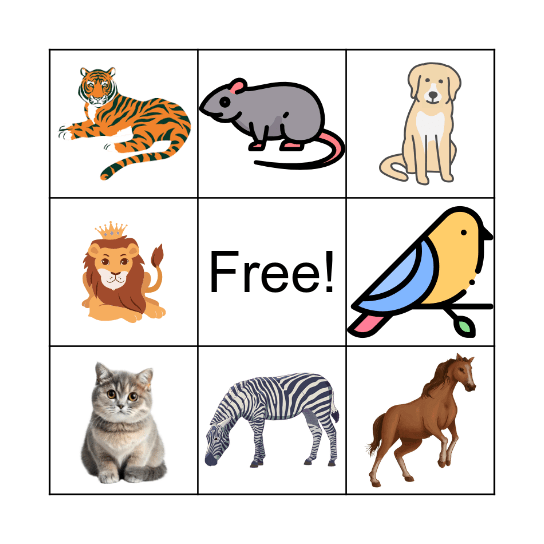 บิงโกสัตว์น่ารัก Bingo Card