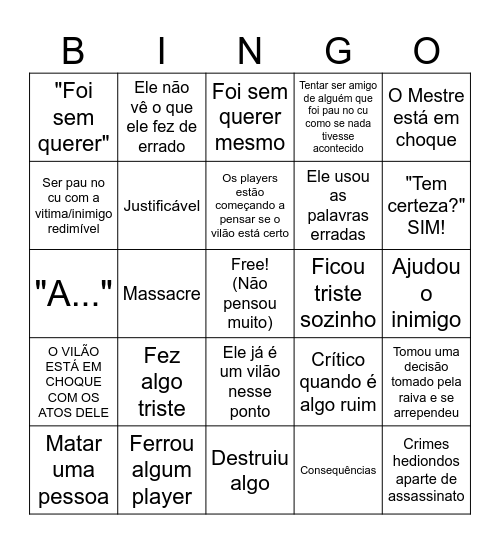 Bingo T Bingo Card