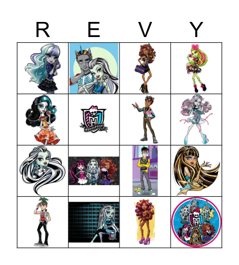 Monster High Bingo Card
