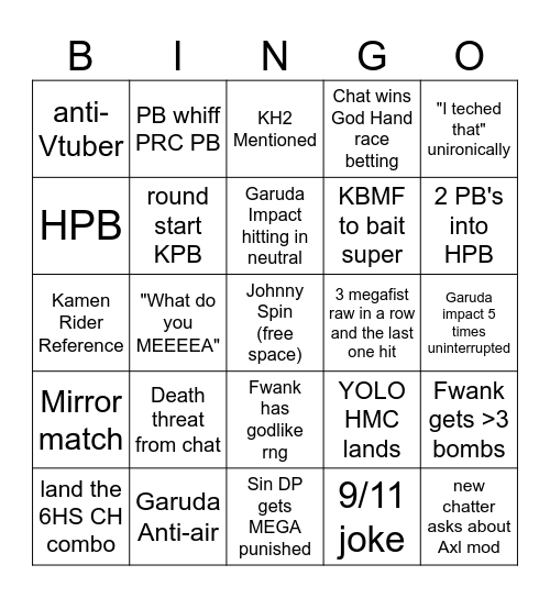 RainbowHeavy GG stream Bingo Card