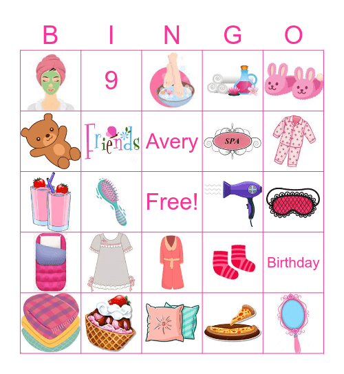 Pajama Party Bingo Card