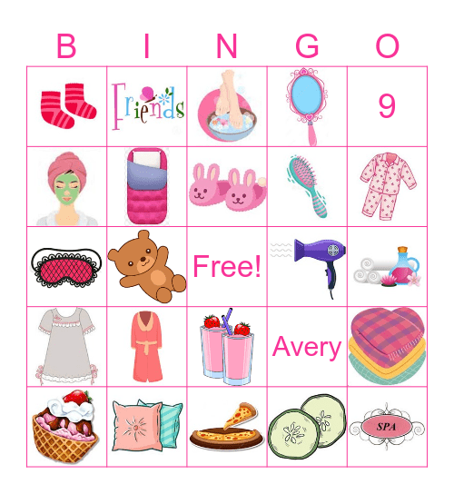 Pajama Party Bingo Card