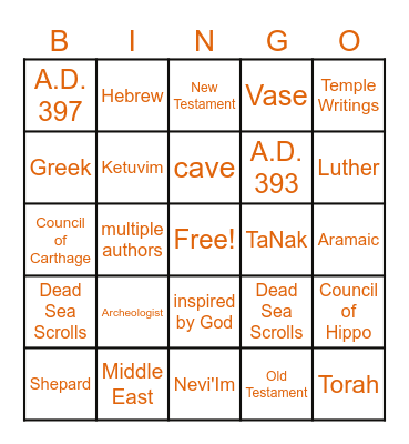 Bible Facts Bingo Card