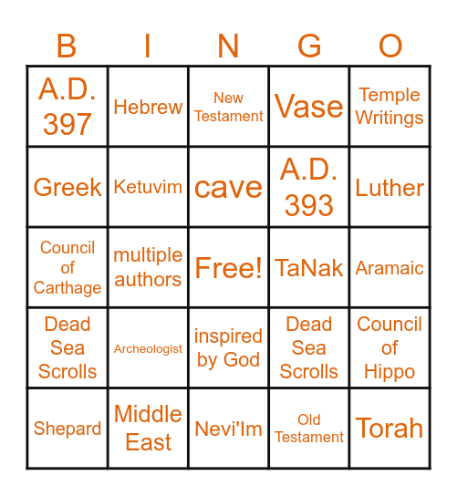 Bible Facts Bingo Card