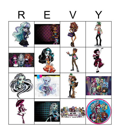 Monster High Bingo Card