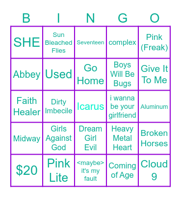 Spotify 2023 1-25!!! Bingo Card