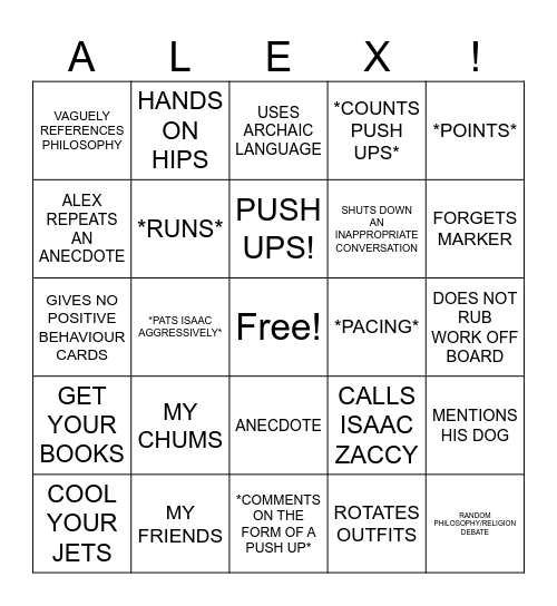 Alex BINGO Card