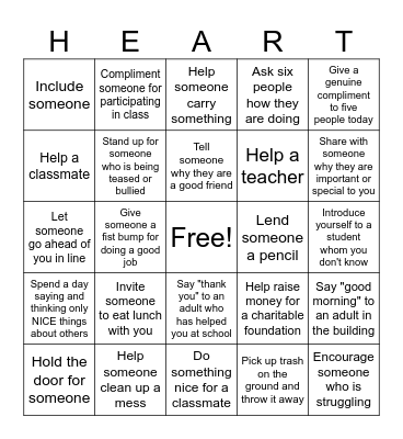 JMS Has Heart! Bingo Card