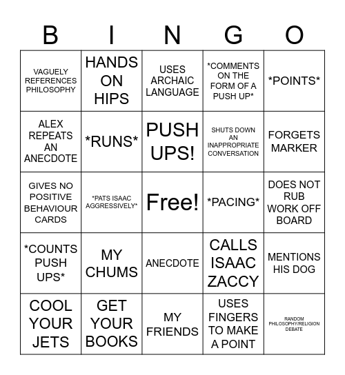 Alex BINGO Card