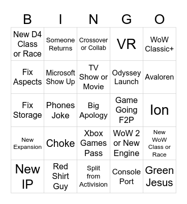 Blizzcon 2023 | 5x5 Bingo Card