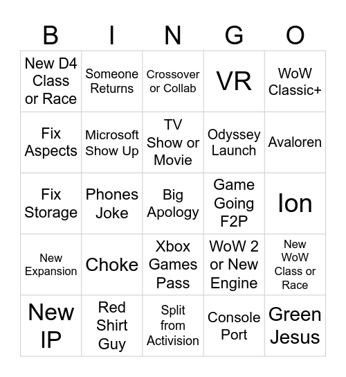 Blizzcon 2023 | 5x5 Bingo Card