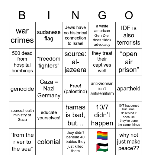 terror bell-ringer Bingo Card