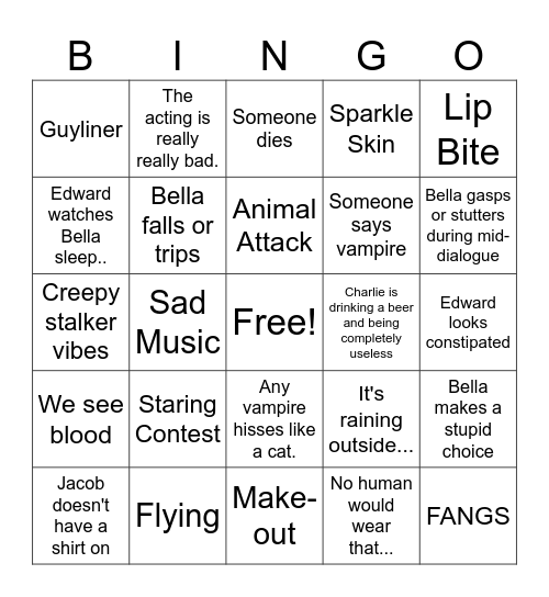 Twilight Bingo Card