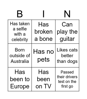 Getting To Know You Boundless Bingo Card