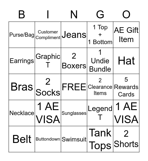 Eagle Bingo Card