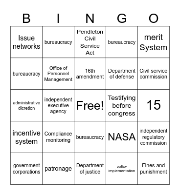 Bureaucracy Bingo Card