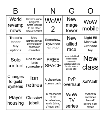 BLIZZCON BINGO Card