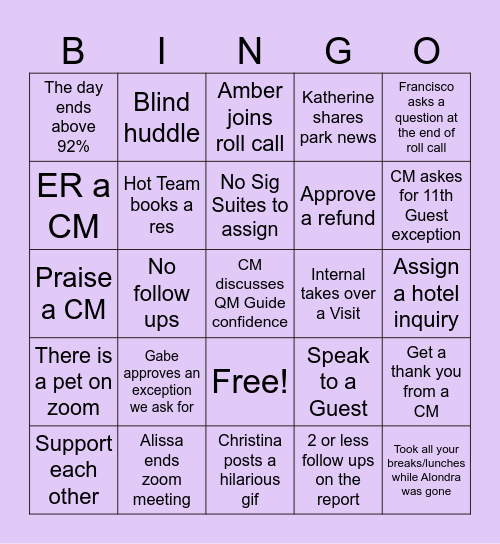 Silly Bingo Card