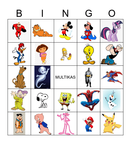Cartoon Bingo Card