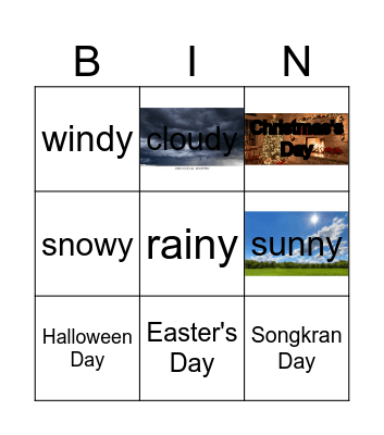 Weather Bingo Card