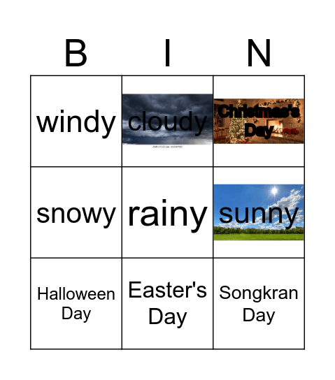 Weather Bingo Card