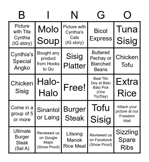 Cynthia's Bingo Card