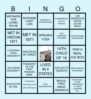 GETTING TO KNOW GENE & LOU Bingo Card