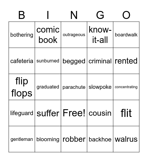 Week 1: Mr. Sunny is Funny Bingo Card