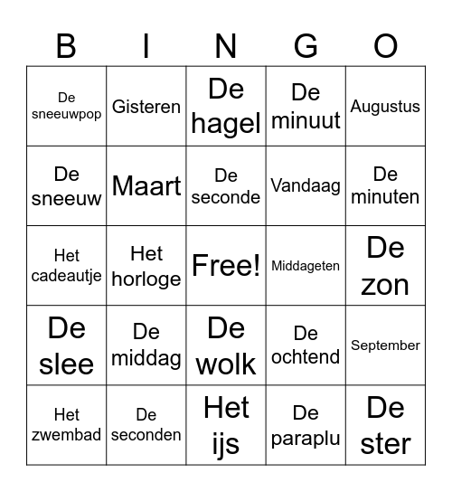 De seizoenen 2 Bingo Card