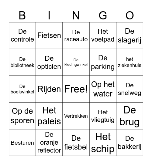Het verkeer - de stad Bingo Card