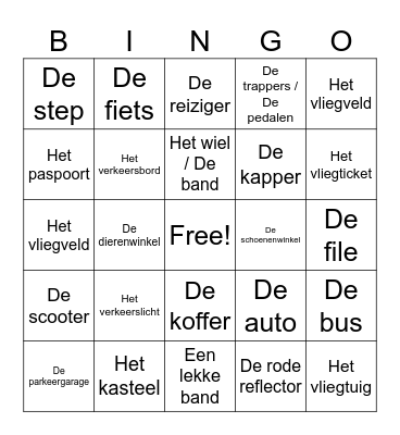 Het verkeer - de stad Bingo Card