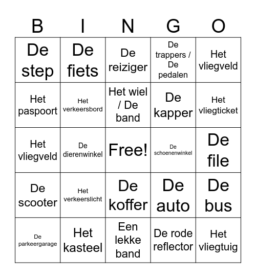 Het verkeer - de stad Bingo Card