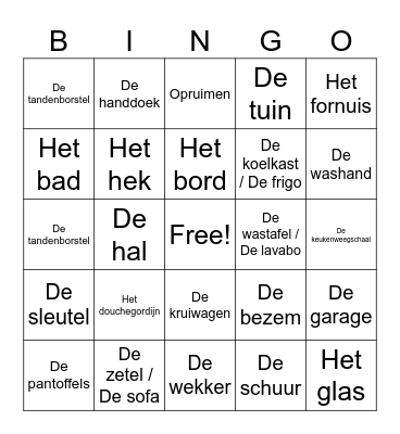 De school Bingo Card