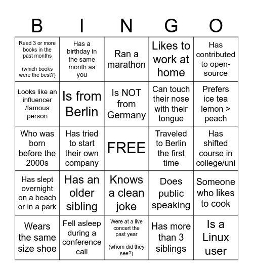 Github Field Day Bingo Card
