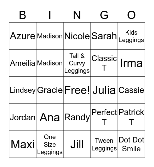 Lularoe Karen Eggers Bingo Card