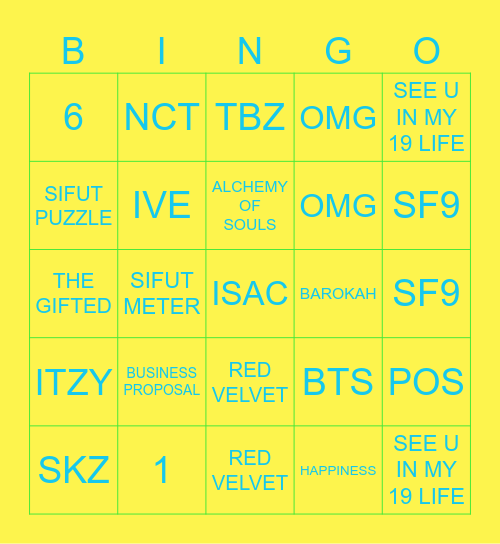 SIFUT KDY Bingo Card