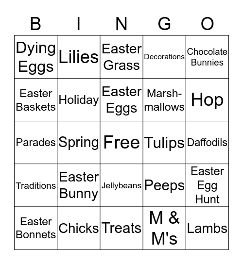 Easter Bingo Card