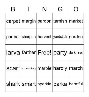 ar upper level bingo Card