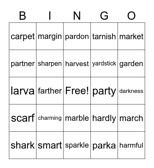 ar upper level bingo Card