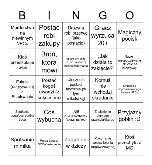 Zlecenie 2 Bingo Card