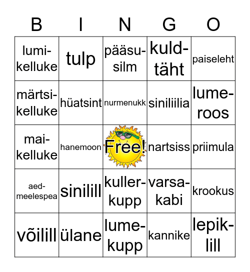 Kevadlilled Bingo Card